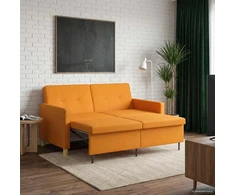 Ištraukiama sofa-lova Tamsiai geltona Audinys