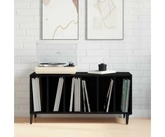 Plokštelių spintelė su lentyna Juodas ąžuolas 100 x 38 x 48 cm