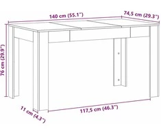 Valgomojo stalas Juodojo ąžuolo 140 x 74,5 x 76 cm