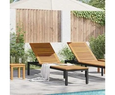 Saulės gultas Juoda 200 x 55 x 35 cm Kietos akacijos mediena