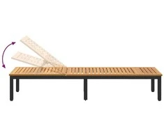 Saulės gultas Juoda 200 x 55 x 35 cm Kietos akacijos mediena