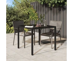 Sodo stalas Juoda 90 x 90 x 75 cm poliratanas