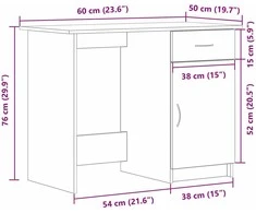 Stalas Juodas ąžuolas 100 x 50 x 76 cm Apdirbta mediena