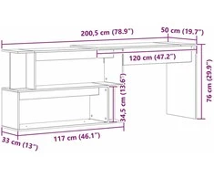 Stalas Juodas ąžuolas 200 x 50 x 76 cm Apdirbta mediena