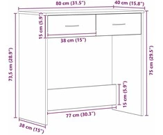 Stalas Juodas ąžuolas 80 x 40 x 75 cm Apdirbta mediena