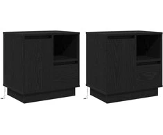 Šalia lovos spintelė 2 pcs Juodas ąžuolas 50 x 34,5 x 50 cm