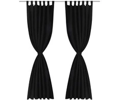 Juodos Užuolaidos su Kilpomis 140 x 175 cm, 2 vnt., Mikro Satinas