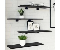 Knygų lentyna 4 pcs Juodas 60 x 20 x 1,5 cm Apdirbta mediena