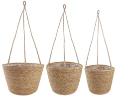 Jūros žolės augalų krepšiai 3 pcs Natūrali Ø26 x 19 cm