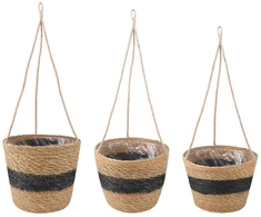Jūros žolės augalų krepšiai 3 pcs Natūrali ir juoda Ø26 x 19 cm