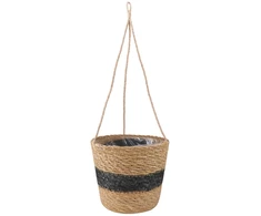 Jūros žolės augalų krepšiai 3 pcs Natūrali ir juoda Ø26 x 19 cm