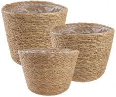 Jūros žolės augalų krepšiai 3 pcs Natūrali Ø26 x 19 cm