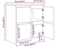 Šoninės lentynos 2 pcs artisano ąžuolo 70 x 41 x 75 cm