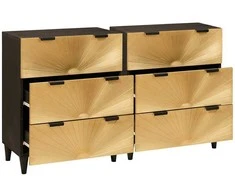 Šoninė spintelė 2 pcs Juoda ir Brass 120 x 33 x 75 cm