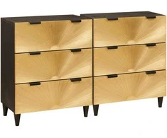Šoninė spintelė 2 pcs Juoda ir Brass 120 x 33 x 75 cm