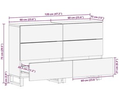 Kabalas 2 vnt. 120 x 33,5 x 75 cm mango medienos masyvas Ruda