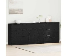 Kabalas 3 pcs Juodas ąžuolas 181 x 30 x 70 cm Apdirbta mediena