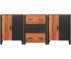 Kabalas 3 pcs Ruda 55 x 30 x 75 cm Kietos akacijos mediena