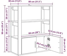 Kabalas artisano ąžuolo 30 x 80 x 90 cm Apdirbta mediena
