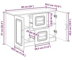 Kabalas Betono pilka 89 x 34,5 x 57 cm Apdirbta mediena