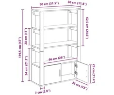 Kabalas juoda ąžuolo 30 x 80 x 119.5 cm Apdirbta mediena