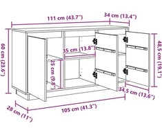 Kabalas Rudas ąžuolas 111 x 34 x 60 cm Kietos pušies mediena