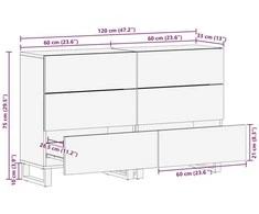 Kabalas 2 vnt. 60 x 33 x 75 cm Kietas mango medis Ruda