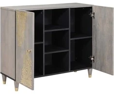 Kabalas Pilkas ir auksinis 90 x 33 x 75 cm Kietas mango medis