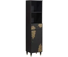 Vonios spintelė Juoda 38 x 33 x 160 cm Kietas mango medis
