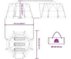 Kempingo palapinė 3 asmenims Mėlyna ir Pilka 320 x 320 x 203 cm