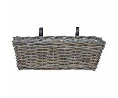 Kabantis gėlių krepšys su saugykla 2 pcs Pilka 48 x 22 x 15 cm