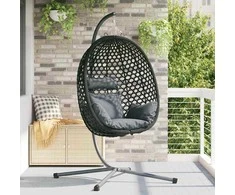 Kabantis kiaušinis antracito ir juoda 104 x 100 x 191 cm