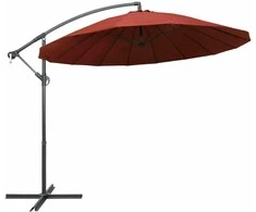 Kabantis skėtis nuo saulės, terakota, 3m, aliuminio stulpas