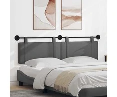 Pakabinamas lovos galvūgalis Tamsiai pilka Audinys