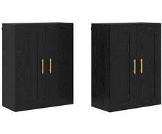 Prikabinama spinta 2 pcs Juodas ąžuolas 69,5 x 34 x 90 cm