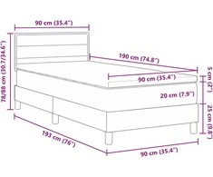 Kiemas lova su pagalve Tamsiai pilka 90 x 190 cm audinys