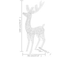 Kalėdinė dekoracija elnias, šiltos baltos, 180cm, akrilas