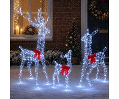 Kalėdinė LED elnių šeima 700 LED Šalta balta 70 x 26 x 128 cm