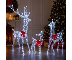 Kalėdinė LED elnių šeima 700 LED Šalta balta 70 x 26 x 128 cm