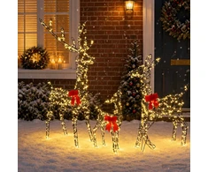 Kalėdinė LED elnių šeima 700 LED Šilta balta 70 x 26 x 128 cm