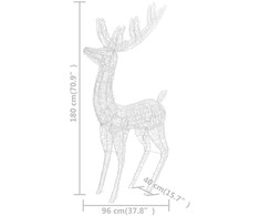 Kalėdinės dekoracijos elniai, 3vnt., 180cm, akrilas, 250 LED