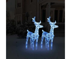 Kalėdiniai elniai, 2vnt., akrilas, 80 mėlynos spalvos LED