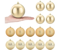 Kalėdinių kamuoliukų rinkinys XL 15 vnt. Auksinė Skersmuo 10 cm
