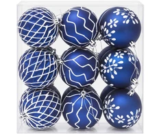 Kalėdinių kamuoliukų rinkinys XL 18 vnt. Mėlyna ir balta 8 cm