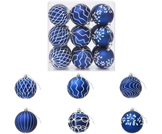 Kalėdinių kamuoliukų rinkinys XL 18 vnt. Mėlyna ir balta 8 cm