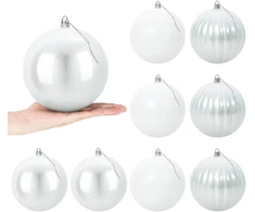 Kalėdinių kamuoliukų rinkinys XL 9 vnt. Balta Skersmuo 15 cm