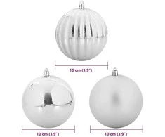 Kalėdų Burbulų Rinkinys XL 15 vnt. Sidabrinė Ø 10 cm Plastmasė