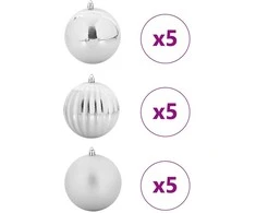 Kalėdų Burbulų Rinkinys XL 15 pcs Sidabro Plastmasė