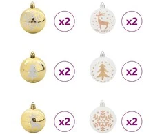Kalėdinių Kraitės Rinkinys 40 pcs Balta ir auksinė Plastmasė