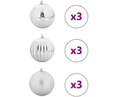 Kalėdinis Kamuoliukų Rinkinys XL 9 pcs Sidabro Plastmasė